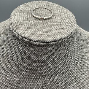 Delicate Silver Petite Solitaire Ring - White